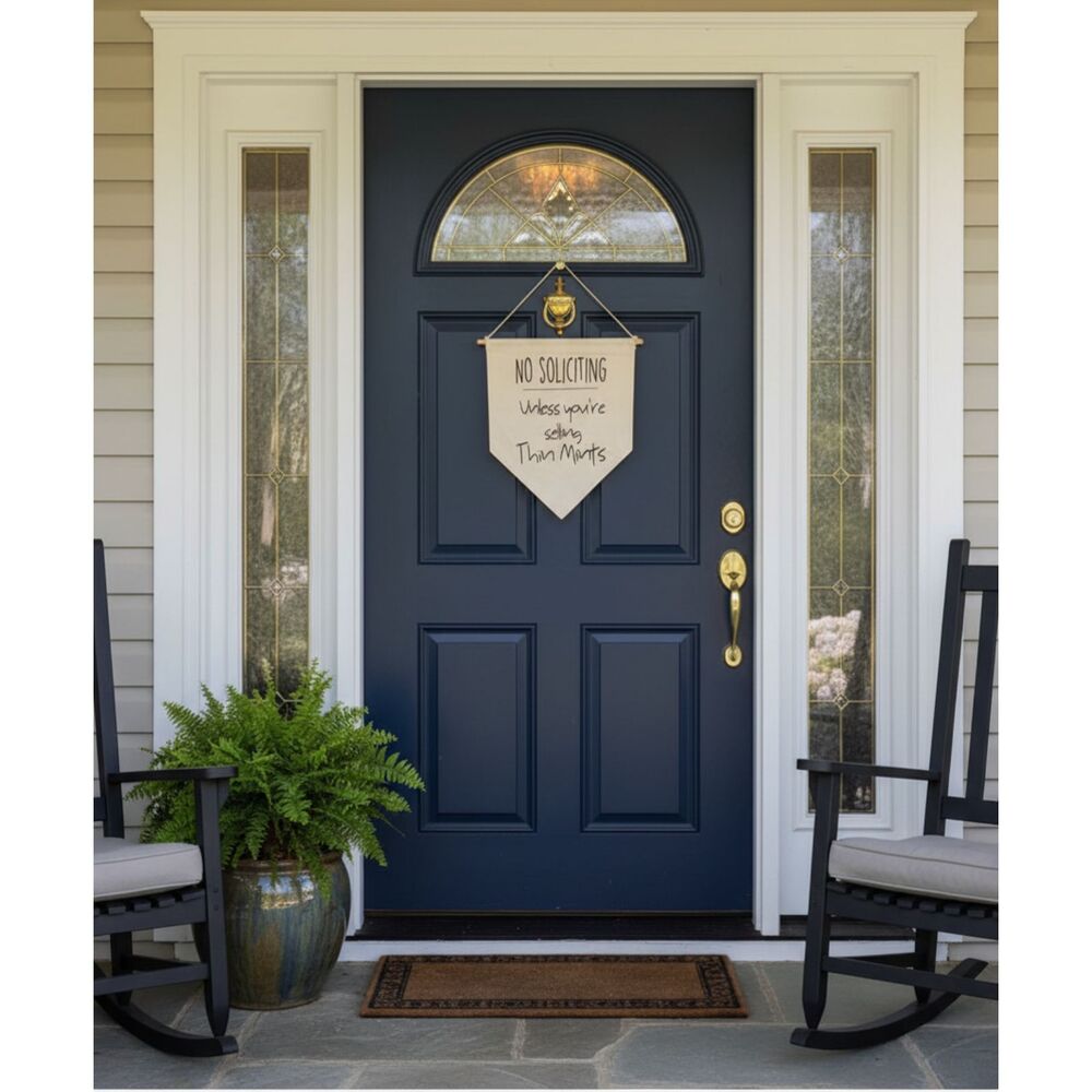 Cream 'No Soliciting' Wall Banner with Black Text